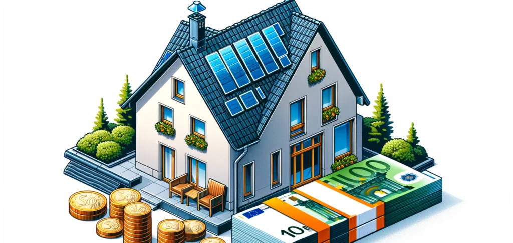Subventions toiture Belgique Comprendre les Aides Financières pour la Rénovation de Toiture_a house with a renovated roof alongside a pile of Euro bills, symbol